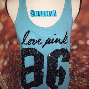 PINK VICTORIA SECRET SzM bling tank top,EUC